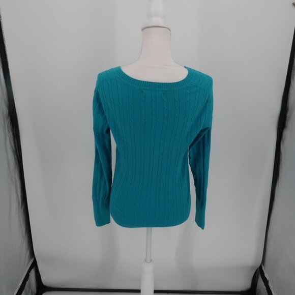 Old Navy Teal Cable Knit Style V-Neck Sweater Medium - Picture 5 of 8